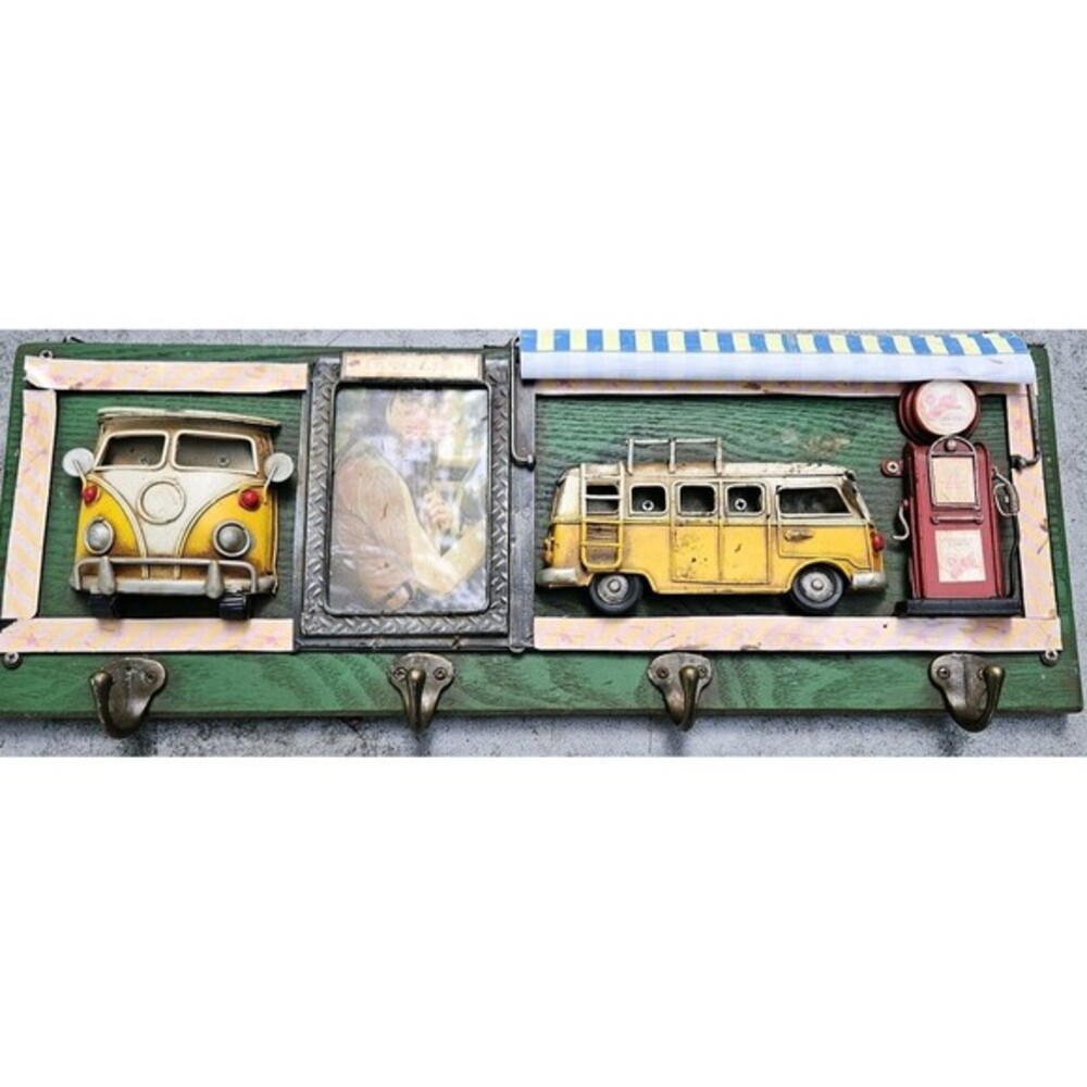 VW Bus Decorative Wall Hanger Picture Frame Gas Pump‎ Retro Garage Decor *Read
